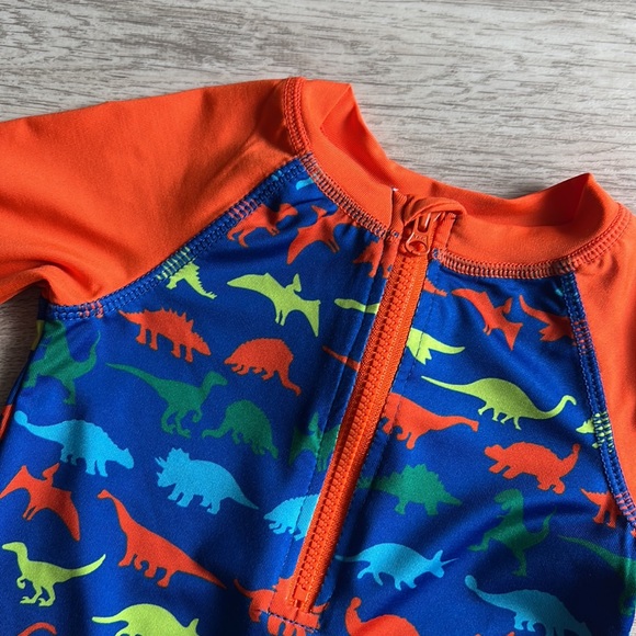 6-9 M NWOT Dino Swimsuit Onesie Wonder Nation UV Shirt with Zipper - Picture 2 of 4